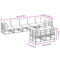 Set Divano da Giardino con cuscino 9 pcs Nero Alluminio