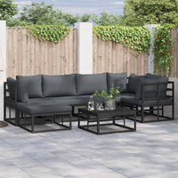 Set Divano da Giardino con cuscino 6 pcs Nero Alluminio