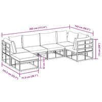 Set Divano da Giardino con cuscino 6 pcs Nero Alluminio