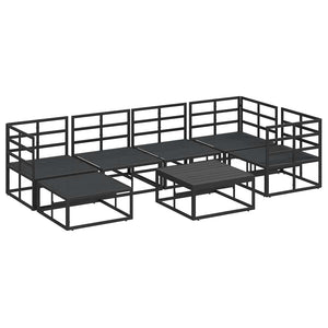 Set Divano da Giardino con cuscino 7 pcs Nero Alluminio