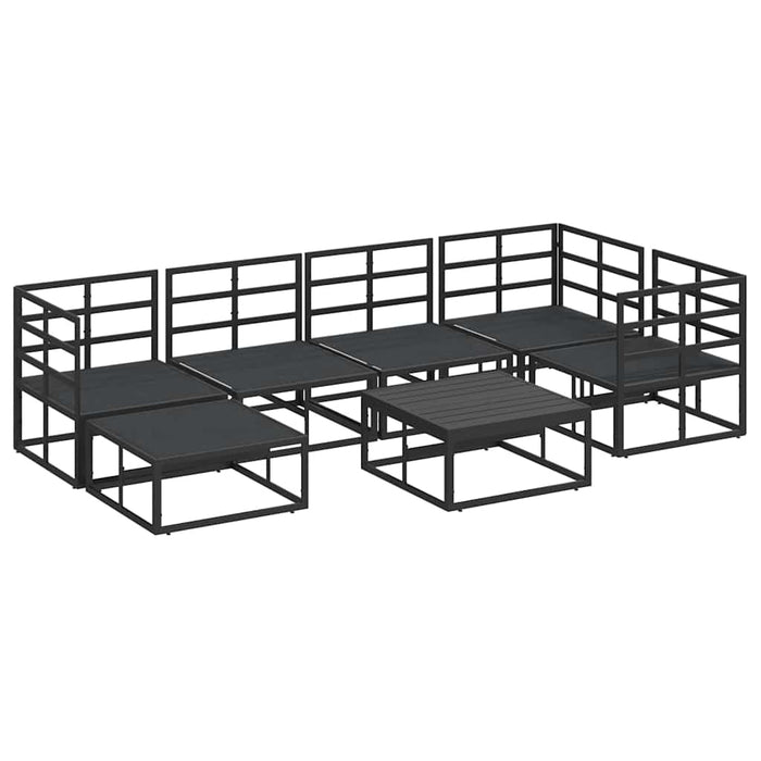 Set Divano da Giardino con cuscino 7 pcs Nero Alluminio
