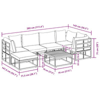 Set Divano da Giardino con cuscino 7 pcs Nero Alluminio