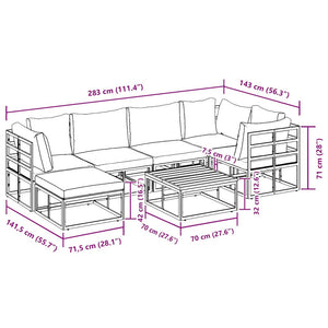 Set Divano da Giardino con cuscino 7 pcs Nero Alluminio
