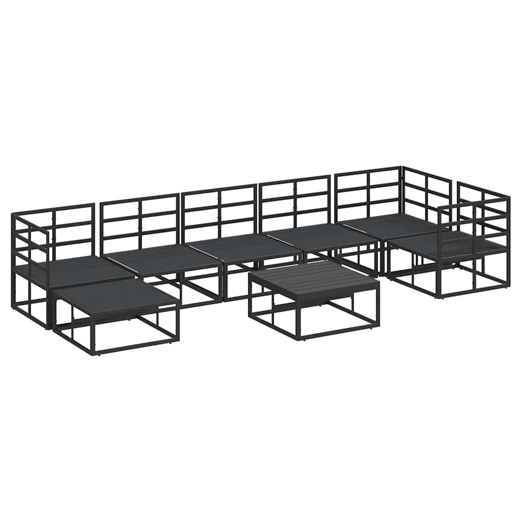 Set Divano da Giardino con cuscino 8 pcs Nero Alluminio