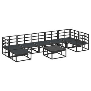 Set Divano da Giardino con cuscino 8 pcs Nero Alluminio