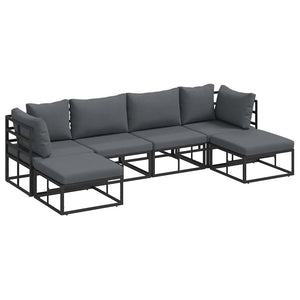 Set Divano da Giardino con cuscino 6 pcs Nero Alluminio