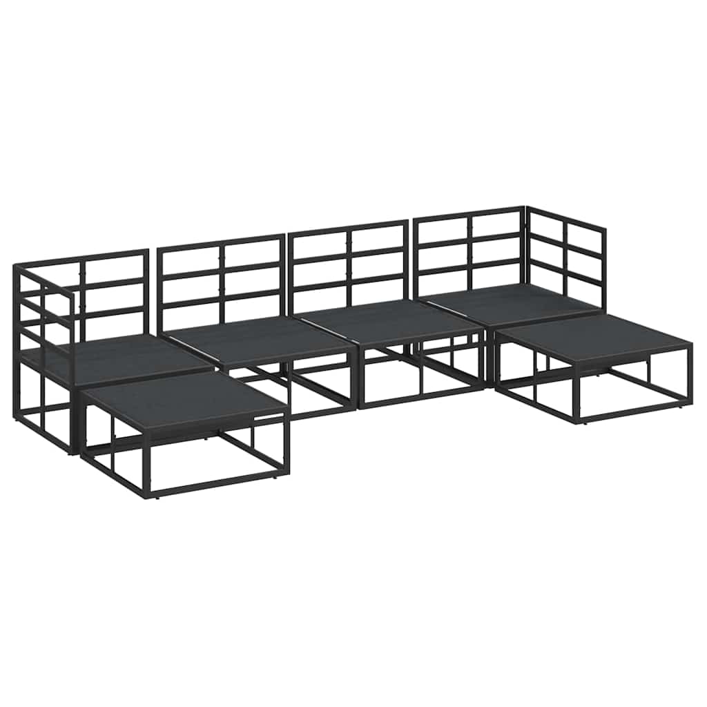 Set Divano da Giardino con cuscino 6 pcs Nero Alluminio
