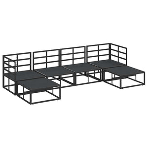 Set Divano da Giardino con cuscino 6 pcs Nero Alluminio