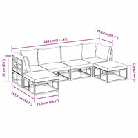 Set Divano da Giardino con cuscino 6 pcs Nero Alluminio