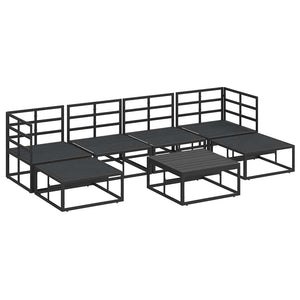 Set Divano da Giardino con cuscino 7 pcs Nero Alluminio