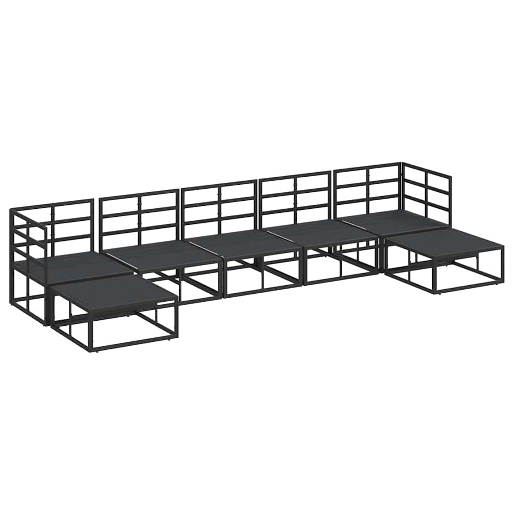 Set Divano da Giardino con cuscino 7 pcs Nero Alluminio