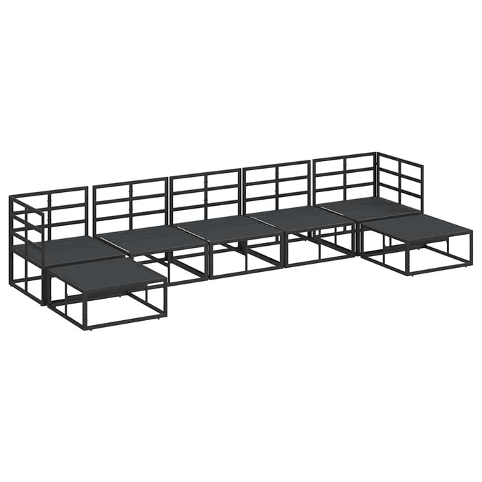 Set Divano da Giardino con cuscino 7 pcs Nero Alluminio