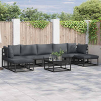 Set Divano da Giardino con cuscino 8 pcs Nero Alluminio