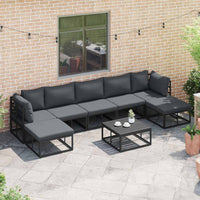 Set Divano da Giardino con cuscino 8 pcs Nero Alluminio