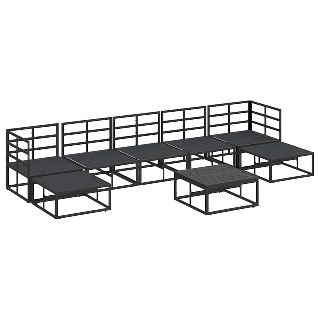 Set Divano da Giardino con cuscino 8 pcs Nero Alluminio