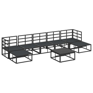 Set Divano da Giardino con cuscino 8 pcs Nero Alluminio