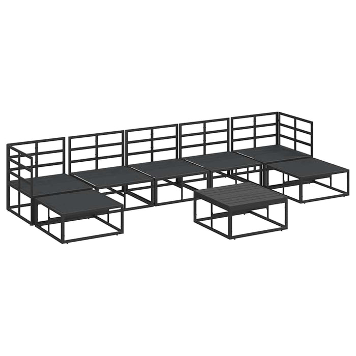 Set Divano da Giardino con cuscino 8 pcs Nero Alluminio