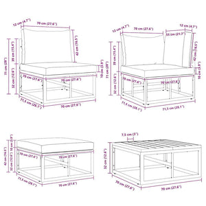 Set Divano da Giardino con cuscino 8 pcs Nero Alluminio
