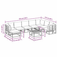 Set Divano da Giardino con cuscino 9 pcs Nero Alluminio