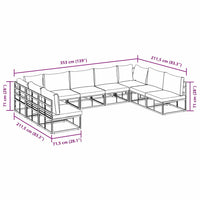 Set Divano da Giardino con cuscino 9 pcs Nero Alluminio