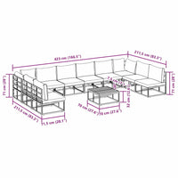 vidaXL Set Divano da Giardino con cuscino 11 pcs Nero Alluminio