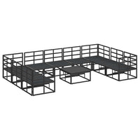 Set Divano da Giardino con cuscino 10 pcs Nero Alluminio