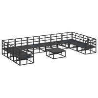 vidaXL Set Divano da Giardino con cuscino 11 pcs Nero Alluminio