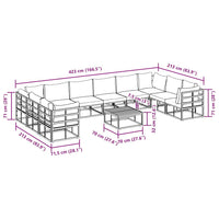 vidaXL Set Divano da Giardino con cuscino 11 pcs Nero Alluminio