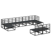 vidaXL Set Divano da Giardino con cuscino 9 pcs Nero Alluminio