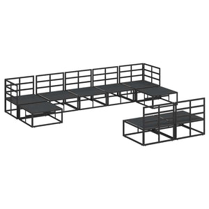 vidaXL Set Divano da Giardino con cuscino 9 pcs Nero Alluminio