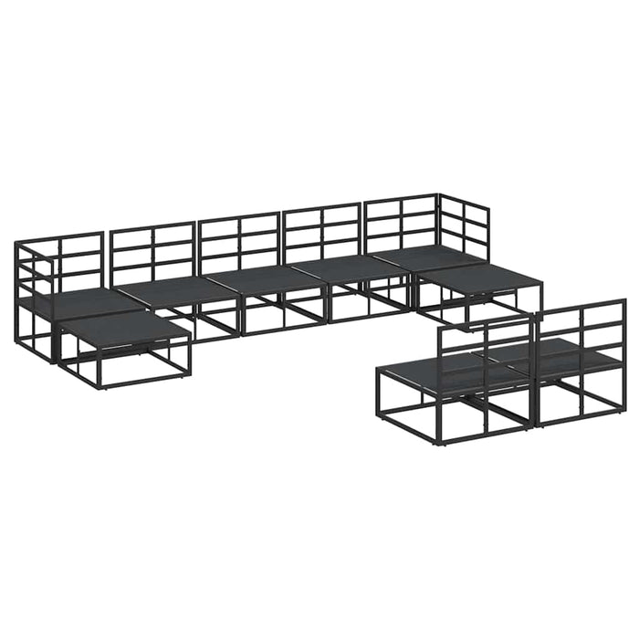 vidaXL Set Divano da Giardino con cuscino 9 pcs Nero Alluminio