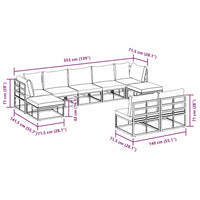vidaXL Set Divano da Giardino con cuscino 9 pcs Nero Alluminio