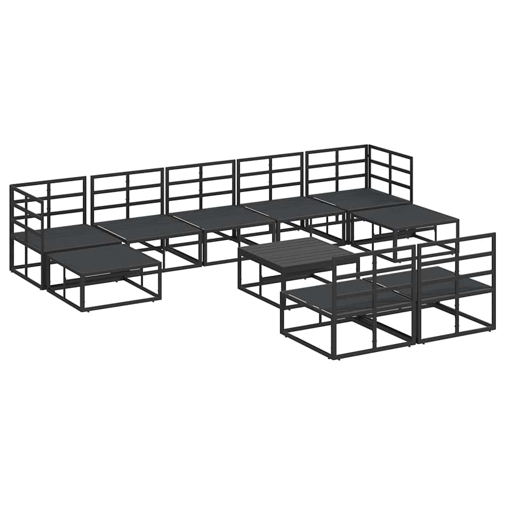 vidaXL Set Divano da Giardino con cuscino 10 pcs Nero Alluminio