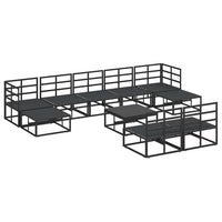 vidaXL Set Divano da Giardino con cuscino 10 pcs Nero Alluminio