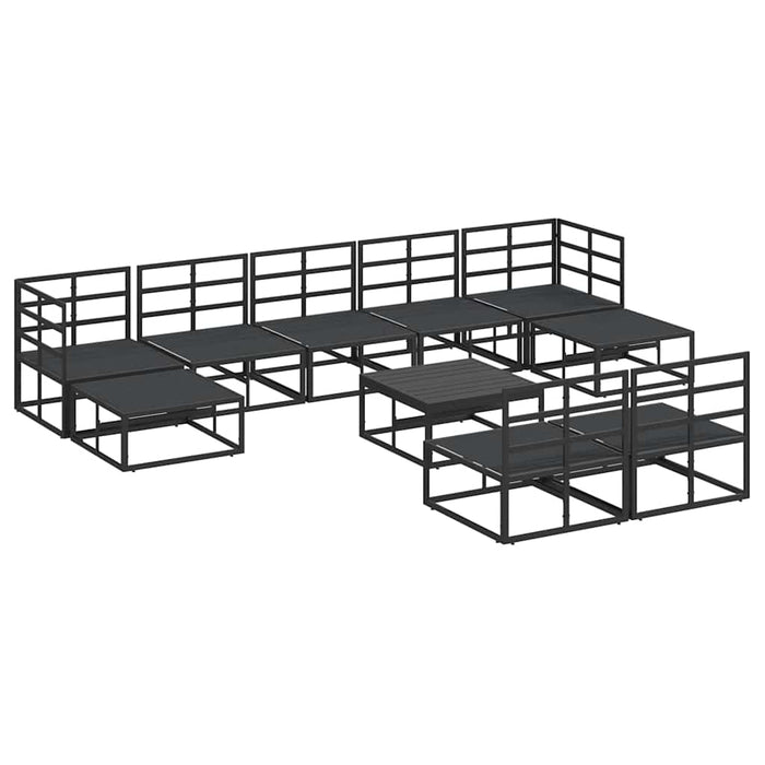 vidaXL Set Divano da Giardino con cuscino 10 pcs Nero Alluminio