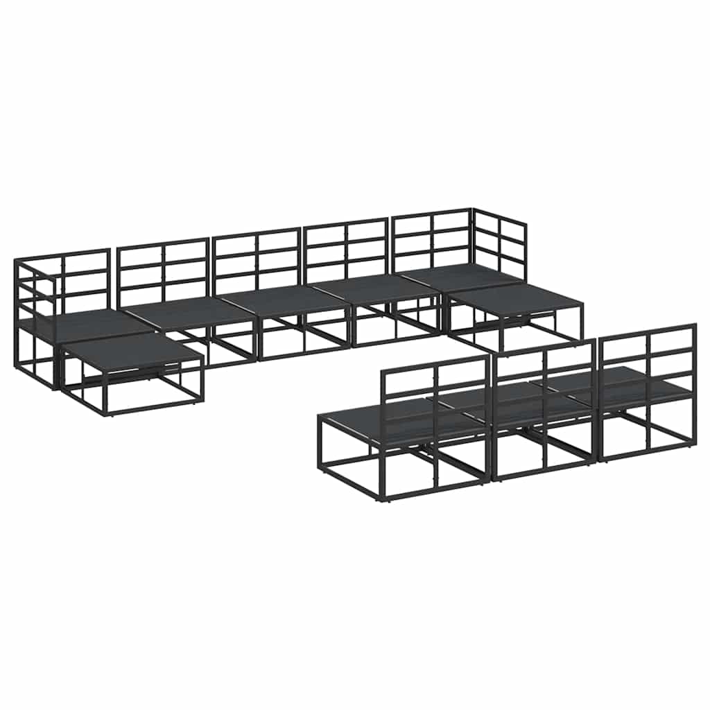 vidaXL Set Divano da Giardino con cuscino 10 pcs Nero Alluminio