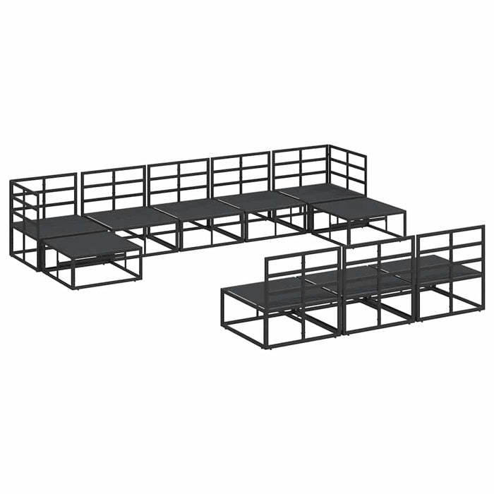 vidaXL Set Divano da Giardino con cuscino 10 pcs Nero Alluminio