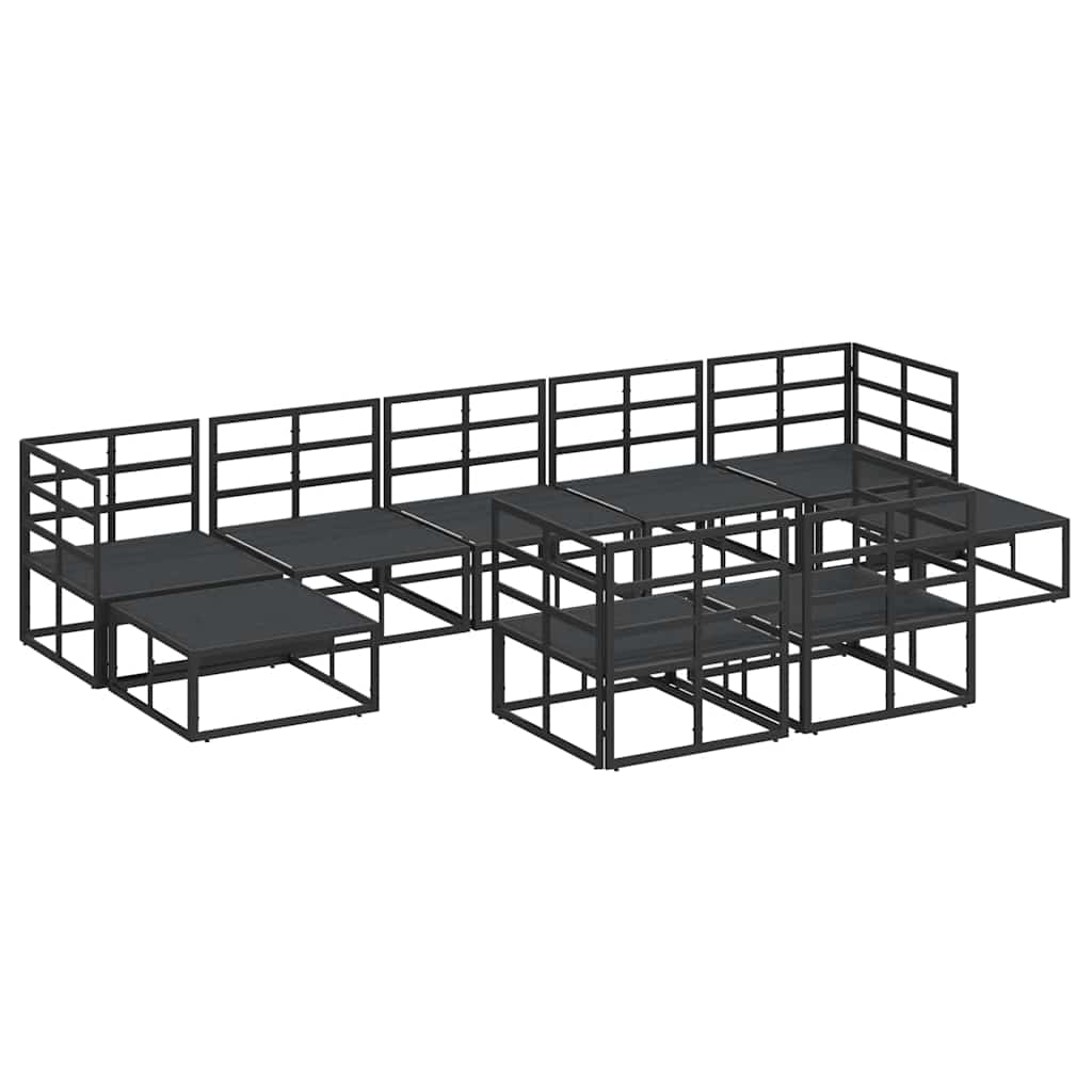 vidaXL Set Divano da Giardino con cuscino 9 pcs Nero Alluminio