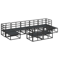 vidaXL Set Divano da Giardino con cuscino 9 pcs Nero Alluminio