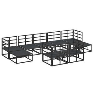 vidaXL Set Divano da Giardino con cuscino 9 pcs Nero Alluminio