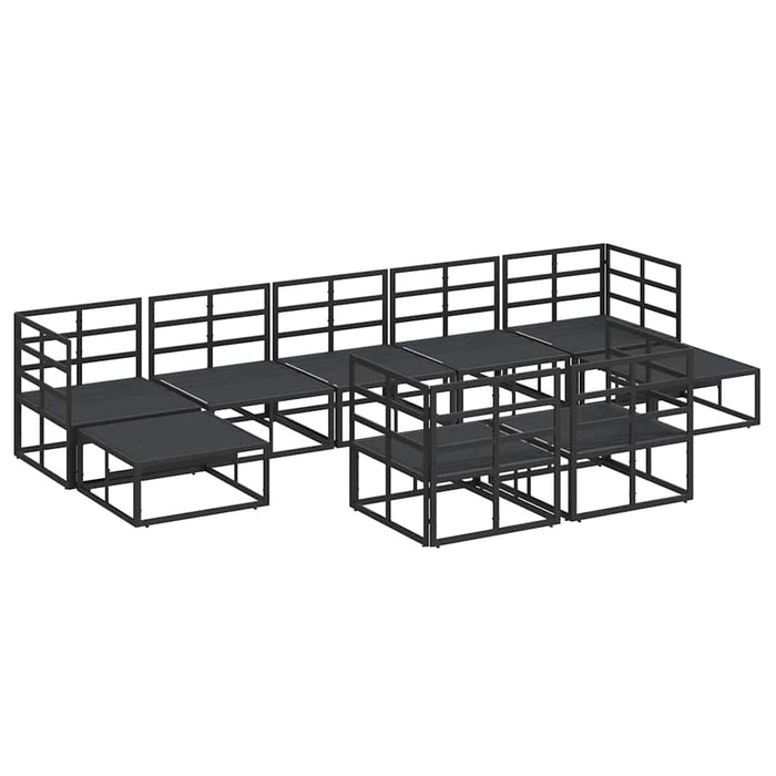 vidaXL Set Divano da Giardino con cuscino 9 pcs Nero Alluminio