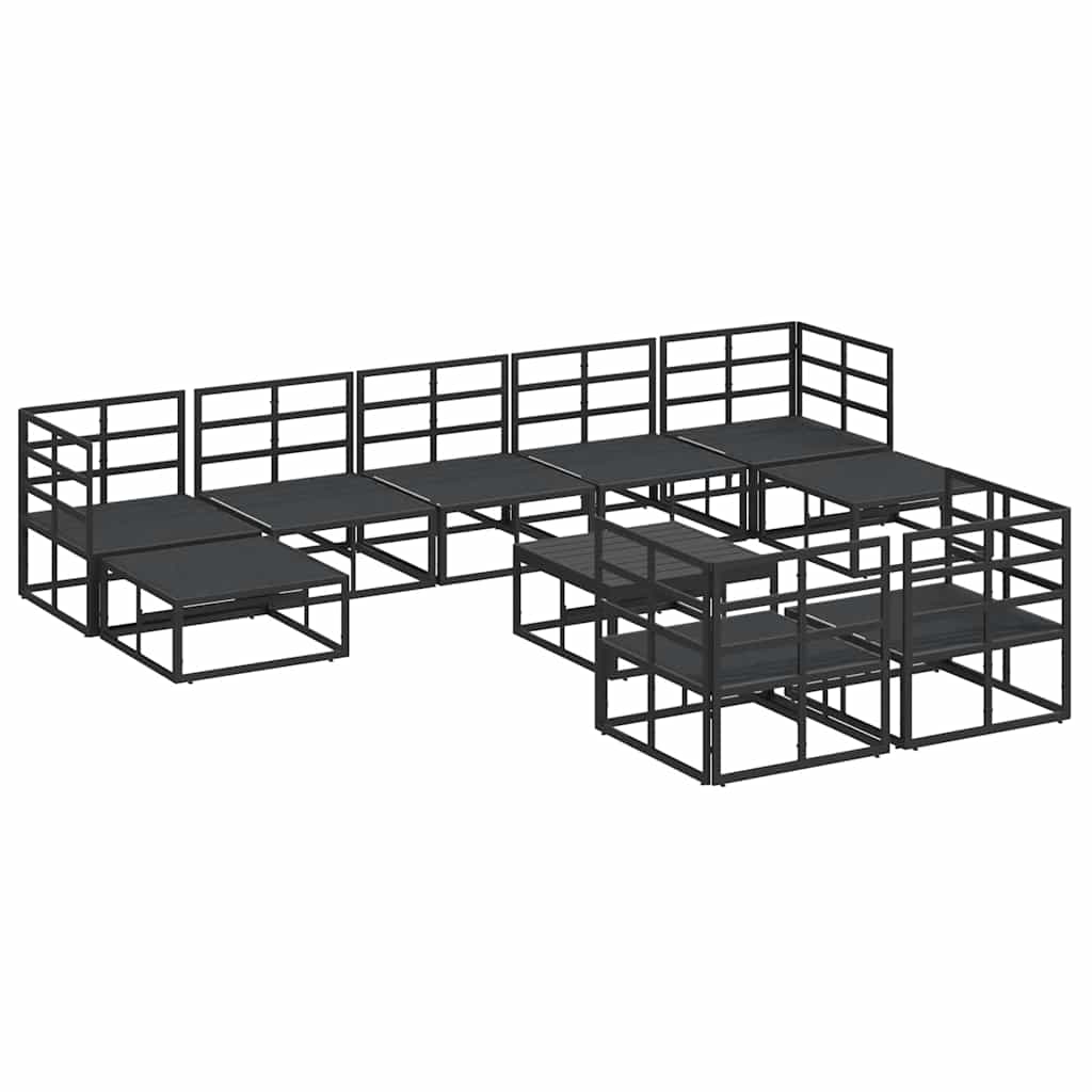 vidaXL Set Divano da Giardino con cuscino 10 pcs Nero Alluminio