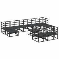 vidaXL Set Divano da Giardino con cuscino 10 pcs Nero Alluminio
