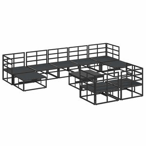 vidaXL Set Divano da Giardino con cuscino 10 pcs Nero Alluminio