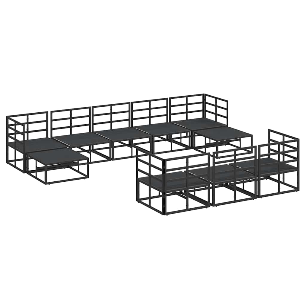 vidaXL Set Divano da Giardino con cuscino 10 pcs Nero Alluminio