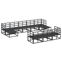 vidaXL Set Divano da Giardino con cuscino 10 pcs Nero Alluminio