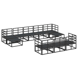 vidaXL Set Divano da Giardino con cuscino 10 pcs Nero Alluminio