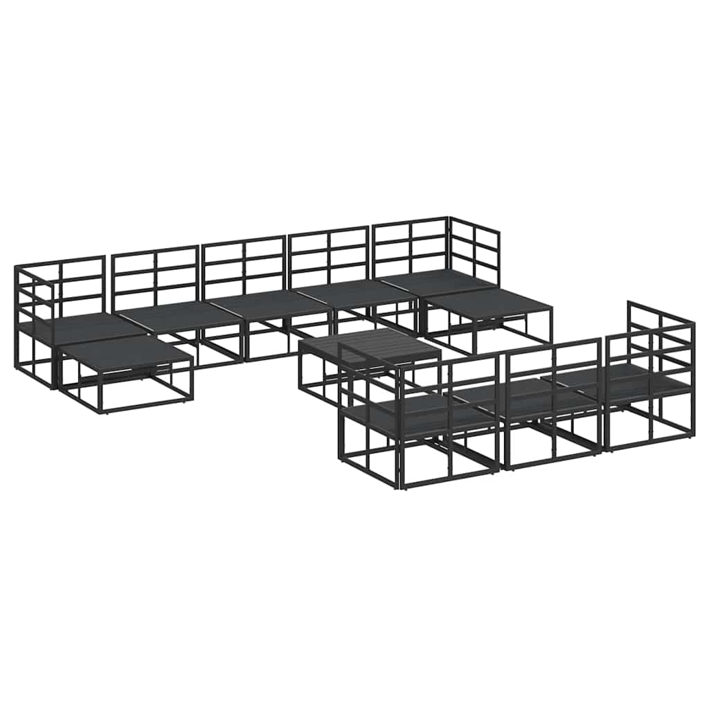 vidaXL Set Divano da Giardino con cuscino 11 pcs Nero Alluminio