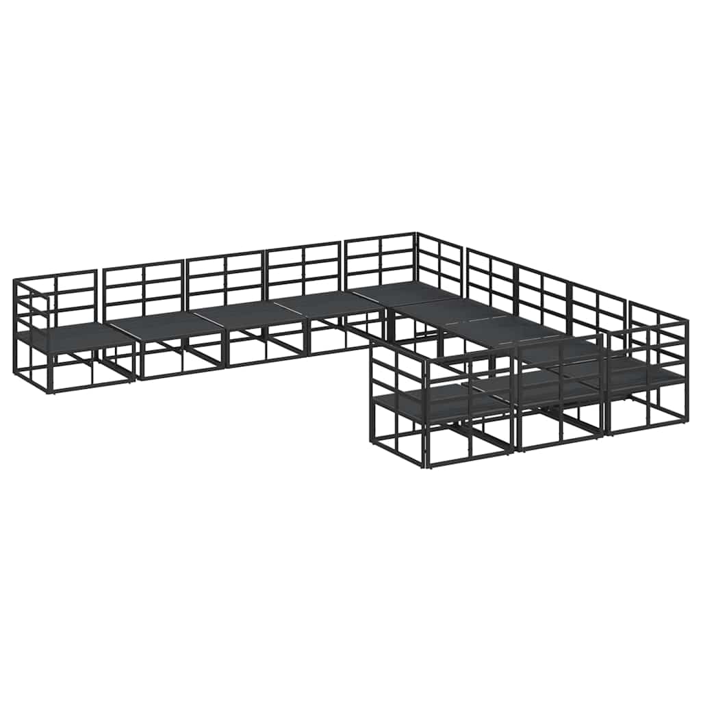 vidaXL Set Divano da Giardino con cuscino 11 pcs Nero Alluminio