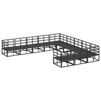vidaXL Set Divano da Giardino con cuscino 11 pcs Nero Alluminio